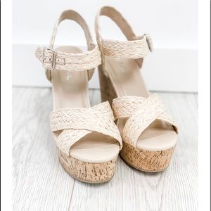 Soda Raffia Wedge Sandal